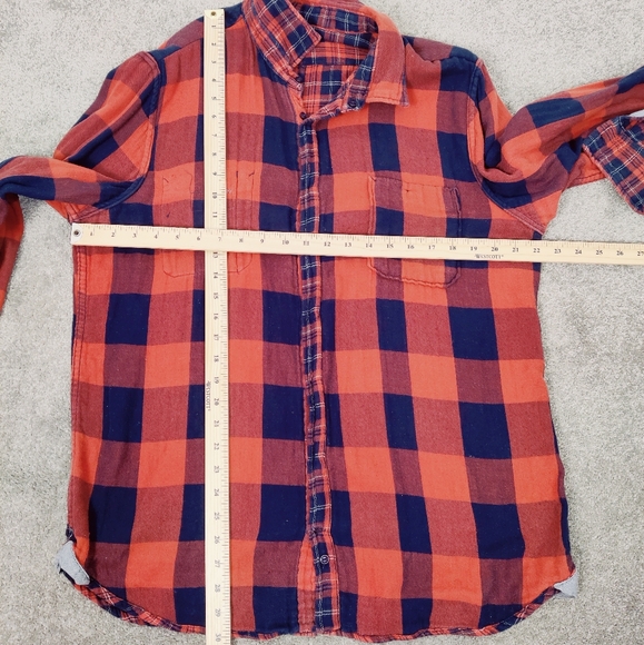 Lee Cooper Men's Plaid Button Down Two Sided Shirt in Orange Black Size Large - Picture 7 of 10